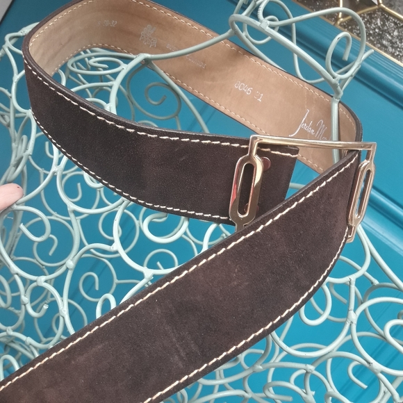 Real Leather Belt Genuine Cowhide Suede Gold Buckle Adjustable Length Strap - Picture 14 of 16